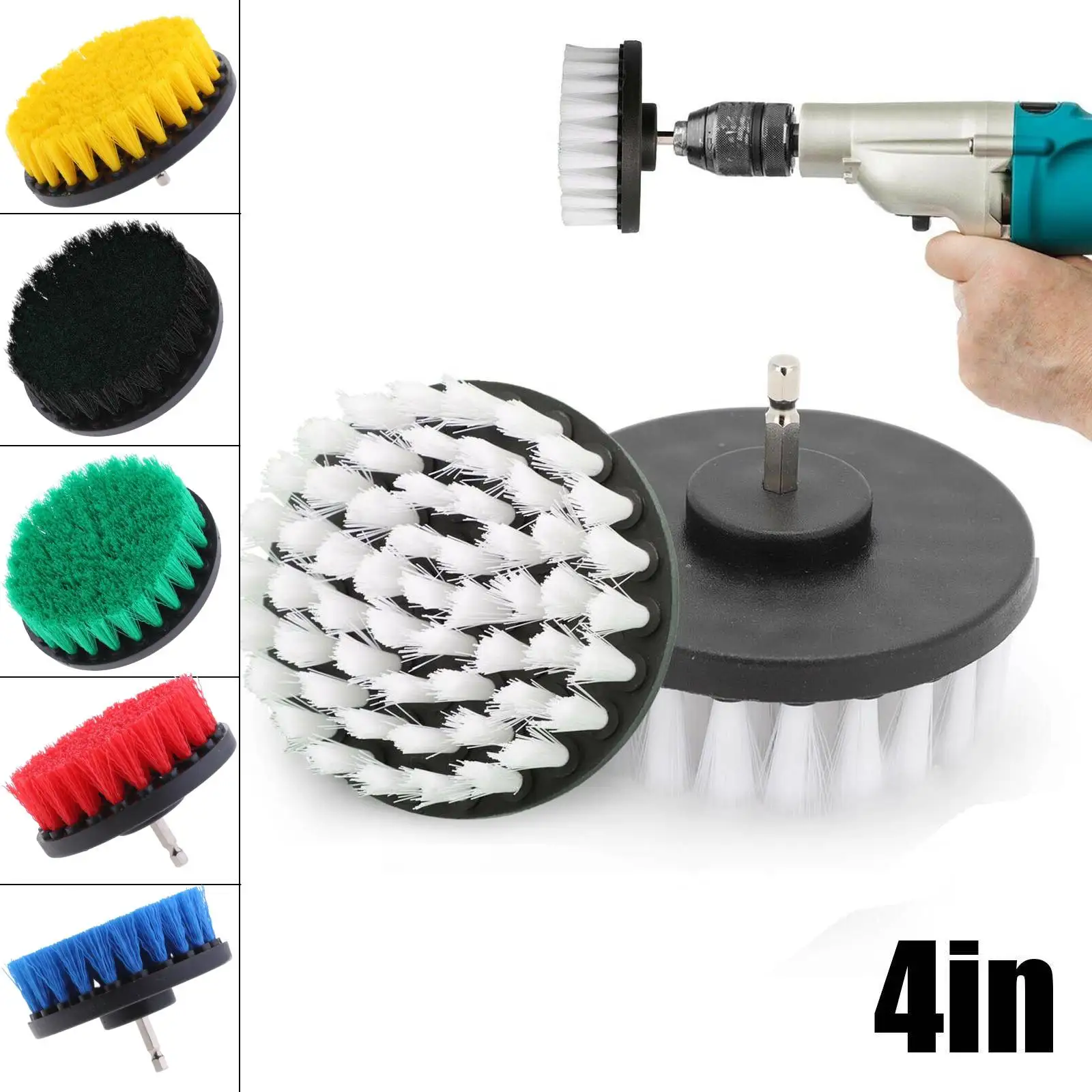 

1pc 4 Inch Soft Electric Drill Brush Attachment Scrubber Wash Cleaning Brushes Tool Cleaning Carpet Leather Car Wheel Tire Glass
