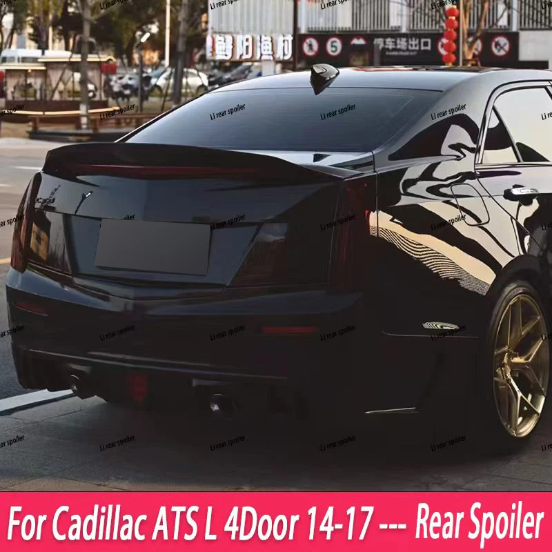 Фото Для Cadillac ATS L 4-дверный 2014-2017 г.в. Задний спойлер из кованого настоящего карбона, глянцевый черный, высокое качество, в стиле JDM №4