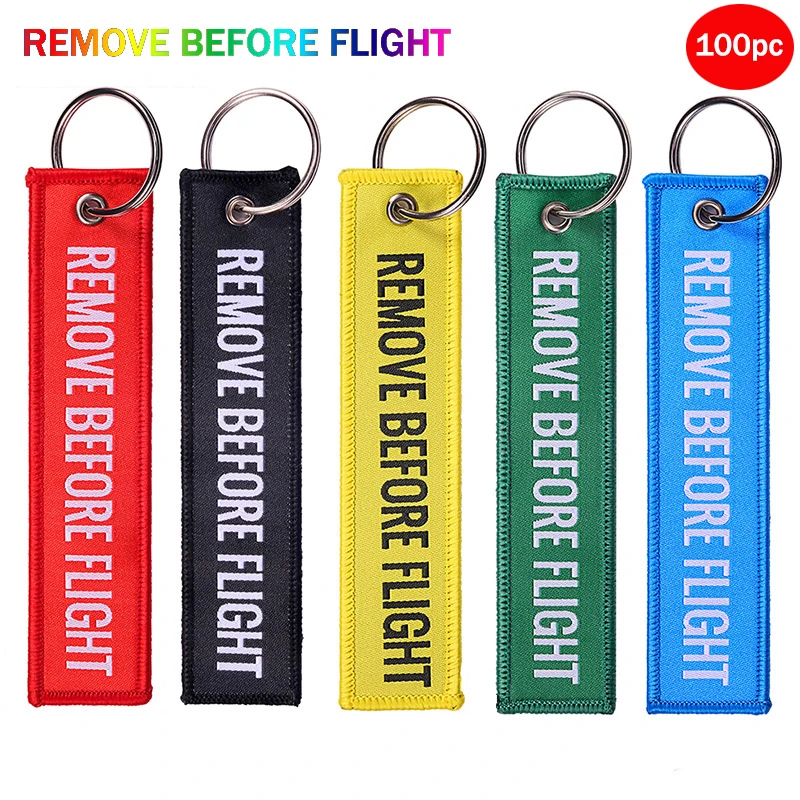 100 PCS/LOT Remove Before Flight Woven Lanyard Special Luggage Label Red Lanyard For Aviation Gifts