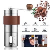 portable manual coffee grinder set hardness conical ceramic burrs stainless steel small hand coffee bean grinder for home office