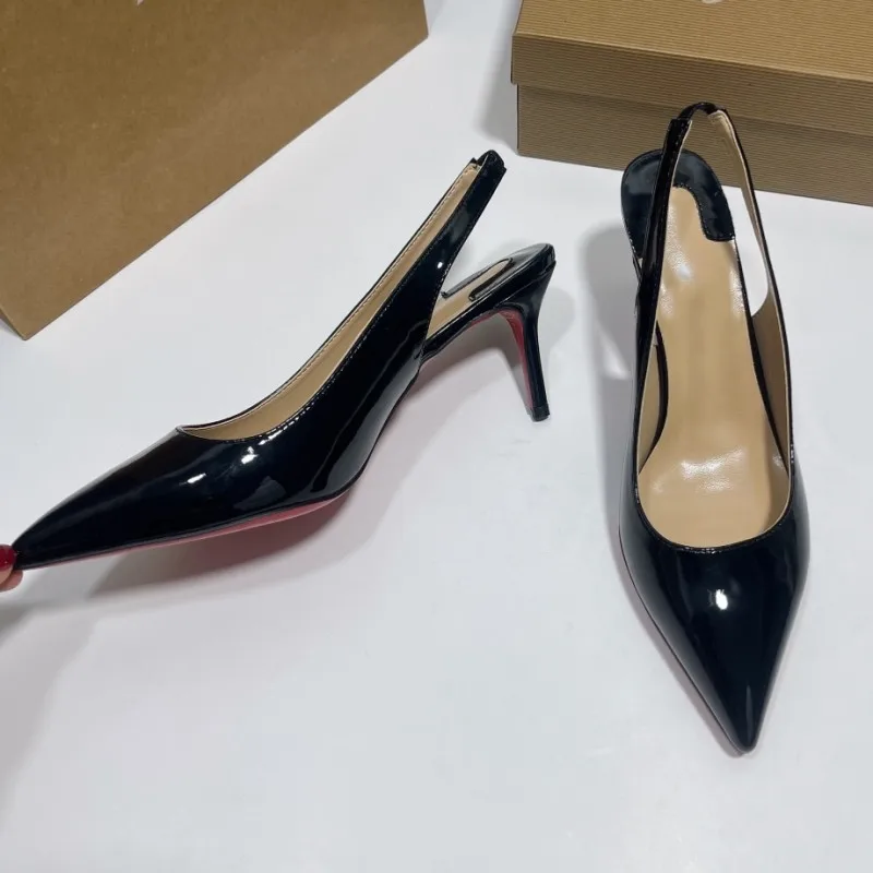 Europe and America 2023 Spring/Summer New Pointed Back Hollow Slim Heel High Heel Shoes Large Women's Sandals