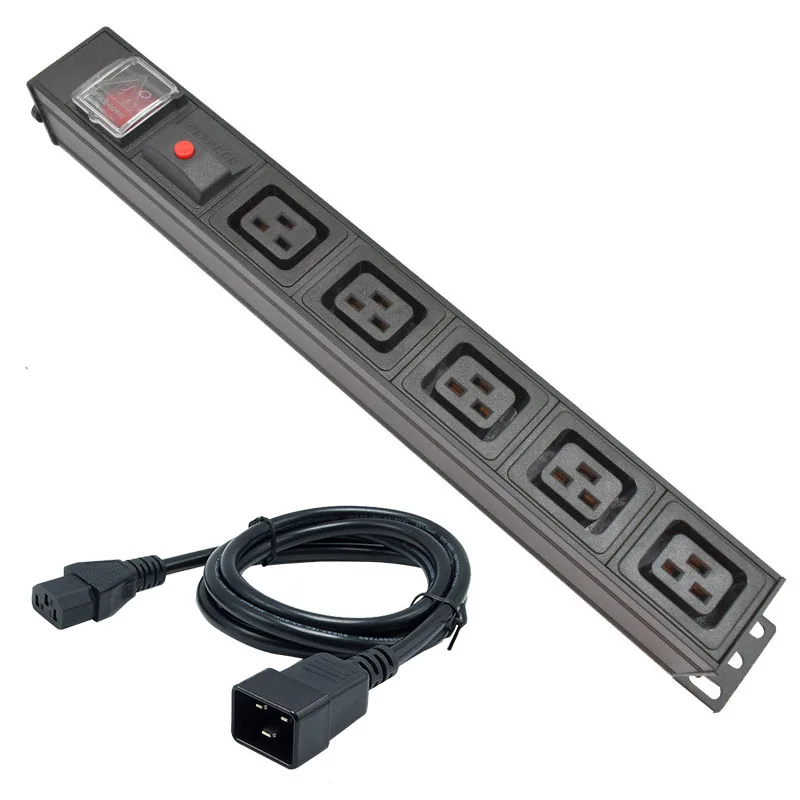 

PDU Power Strip C19 Socket Distribution Cabinet 5 Way Socket Break Switch Aluminum alloy shell C14 port overload protection