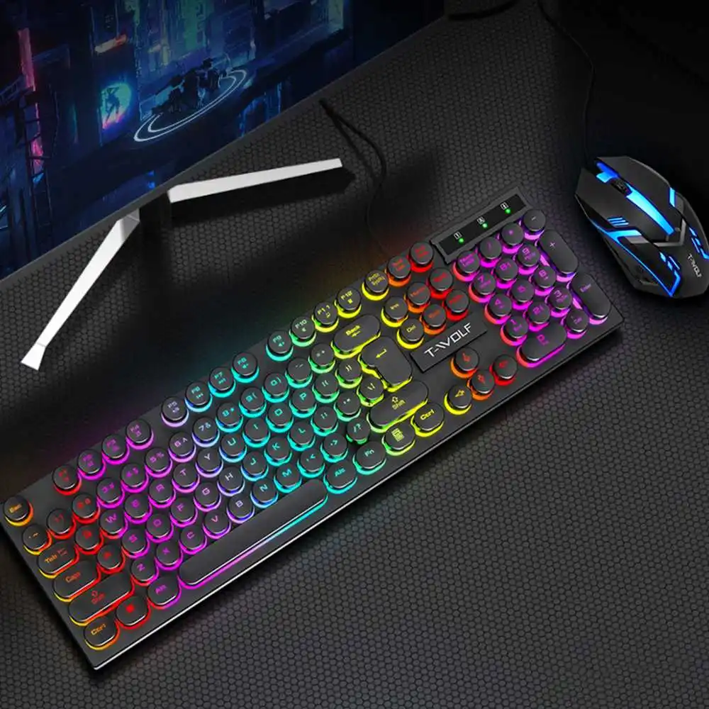 

USB-клавиатура T80 игровая Проводная с радужной RGB подсветкой, 104 клавиш