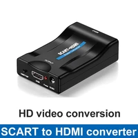 1080p scart hdmi compatible video audio converter with usb cable for hdtv sky box dvd television signal upscale converter