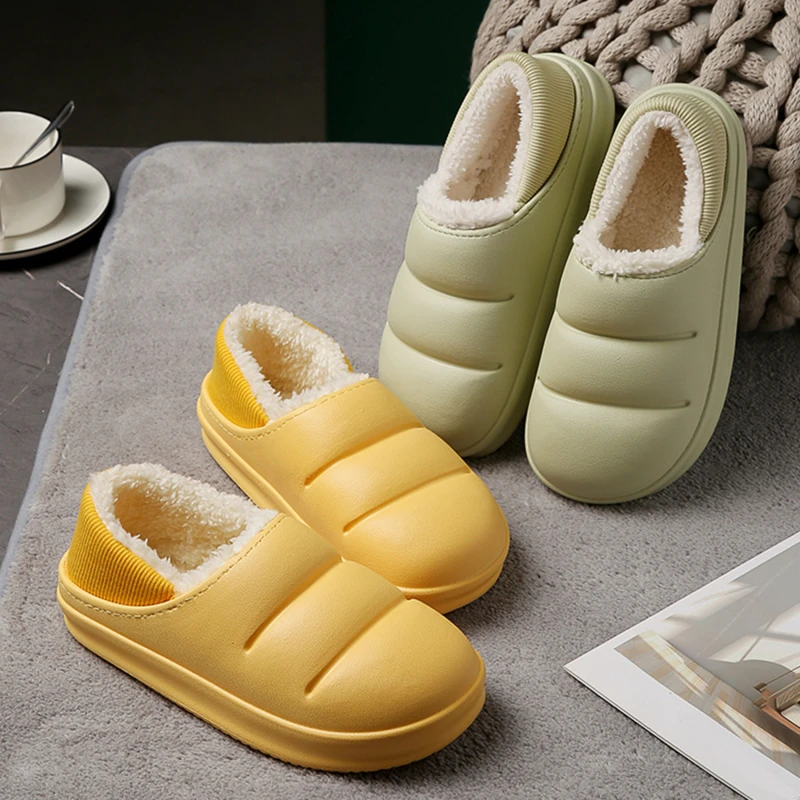 

2022 Winter warm Slippers Female Shoes With Indoor Warm Shoes Household Household Thick-soled Waterproof Slippers New