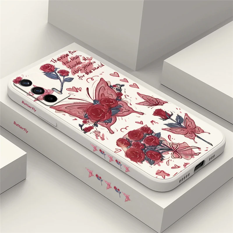 Rose Flowers Butterfly Case For OPPO Realme GT NEO2 Master GT2 XT X2 Q5 Q3I V5 V13 U1 Pro Shockproof Soft Silicone Phone Cover