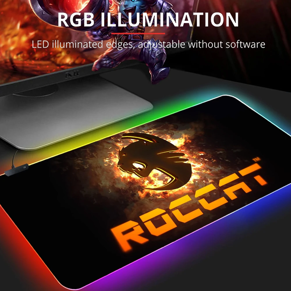 Игровой коврик для мыши Roccat RGB геймерский компьютерный с подсветкой большой