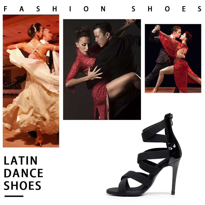 SWDZM Women Dance Shoes Ballroom Ladies Dancing Shoes Black Short Boots High Heels Salsa Party Shoes Dance Boots Performance
