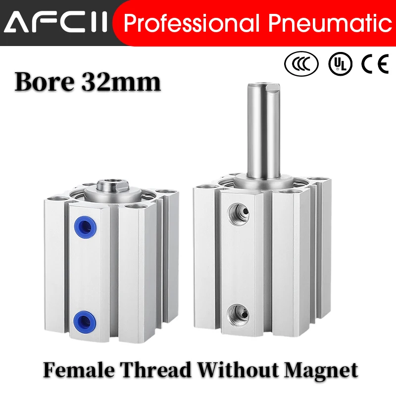 

SDA Type Bore 32mm stroke 5/10/20/25/30/40/50/100mm double acting SDA32 compact air pneumatic piston cylinder Female