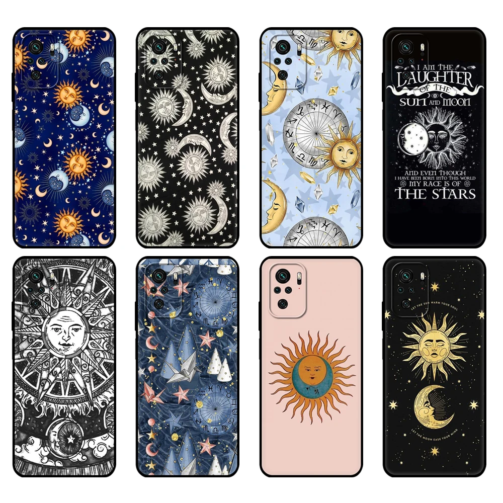 

Black tpu Case For Xiaomi Redmi 9T Case Redmi Note 9T Note 10 Pro Case Sun Moon Stars Colorful