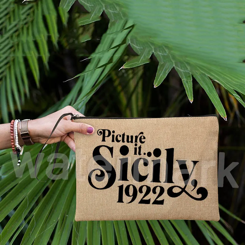 

Picture It Sicily 1922 Kawaii Makeup Bag Golden Girls Accessory Pouch Hanging Makeup Organizer Travel Cosmetic Bags Pencil Case