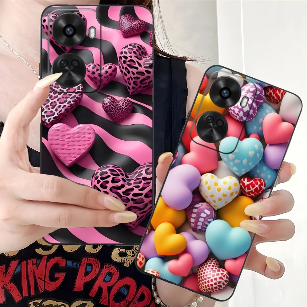 Чехол для мобильного телефона Y2K Glowing Love Hearts Huawei Nova 12 11 10 9 8 7 Pro SE 5G черный мягкий