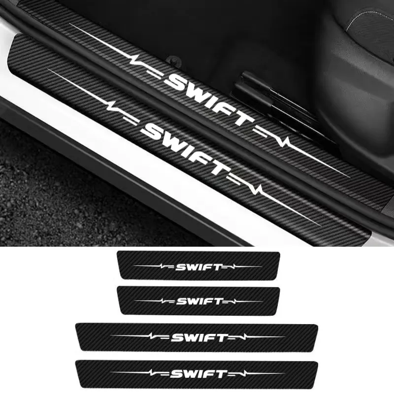

4PCS Carbon Fiber Car Door Sill Protector Threshold Stickers for Suzuki SWIFT BALENO GRAND IGNIS JIMNY SX4 SAMURAI VITARA ALTO