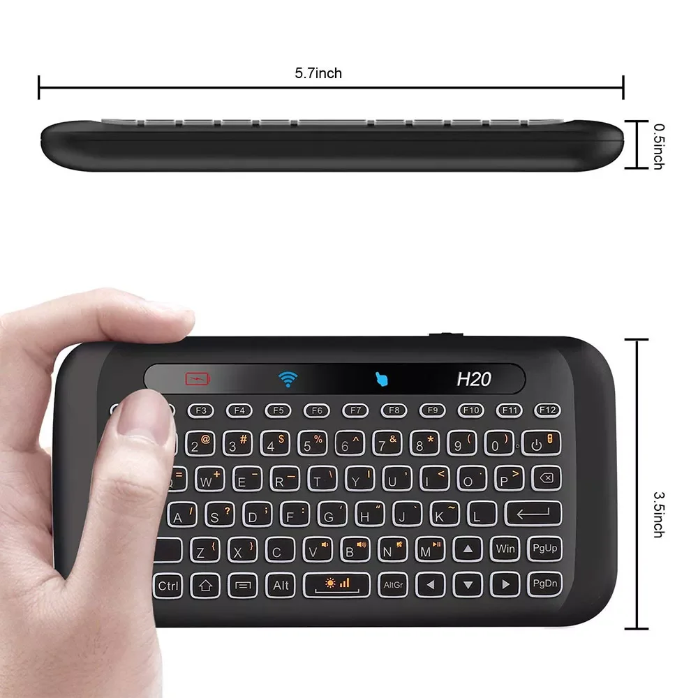 

Handheld Remote Control Mouse 2.4Ghz Mini Wireless Keyboard With Touchpad Mouse Combo 7 Color Adjust Auto-Rotation Touch Panel