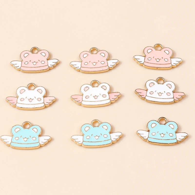 

10pcs Cute Flying Bear Charms for Jewelry Making Necklace Keychain Earrings Pendant Wholesale Diy Jewelry Findings