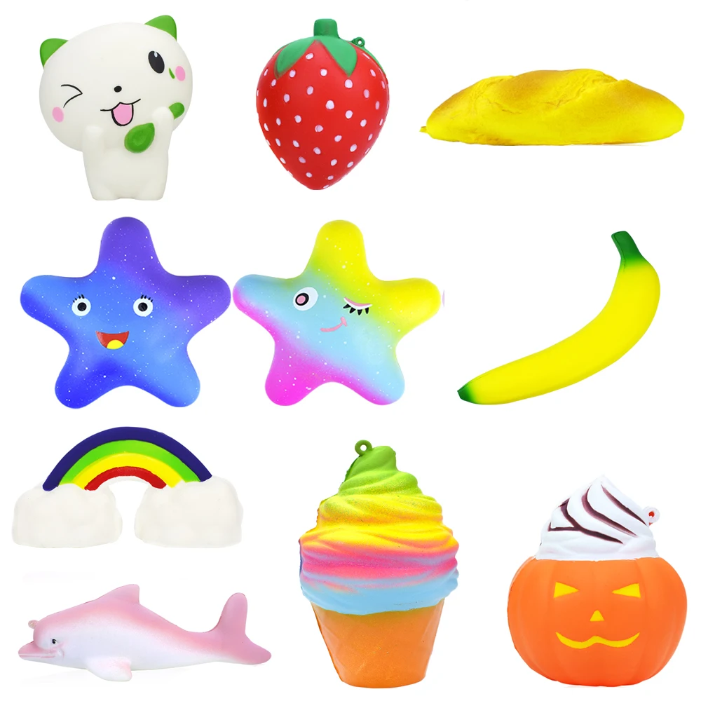 

Squishy Cartoon Colorful Funny Antistress Toys for Kids Slow Rising Soft Squishies Abreact Stress Relief Cute Gifts Home Decor