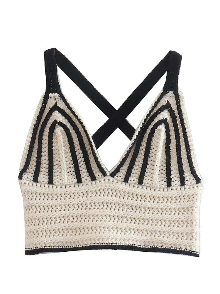 

Женская трикотажная кофта в полоску, с открытой спиной и V-образным вырезом