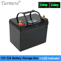 turmera 12v 33a battery storage box handheld lcd displayer for 18650 26650 21700 32700 batteries uninterrupted power supply use
