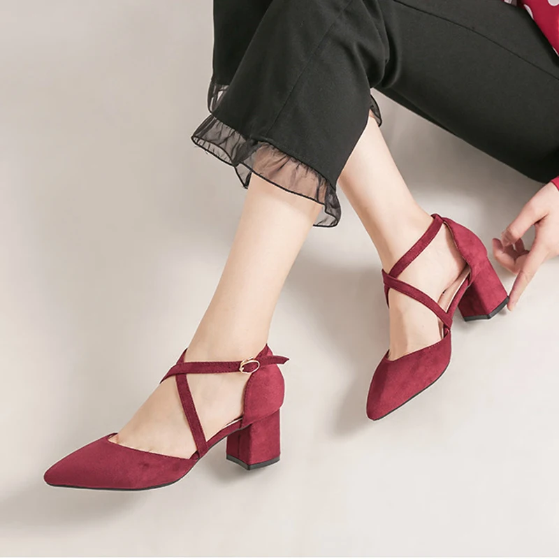 

Summer Faux Suede Leather Shoes Woman Cross Band Sandals Med-High Heels Beach Flipflops Ladies Dress Shoes Gladiator Sandalias