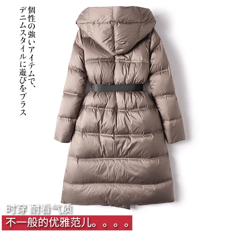 Fashion Design New Abrigos Mujer Invierno 2022  Winter Coat Women  90%  White Duck Down  Long  Luxury  Magnetic Clasp Hood