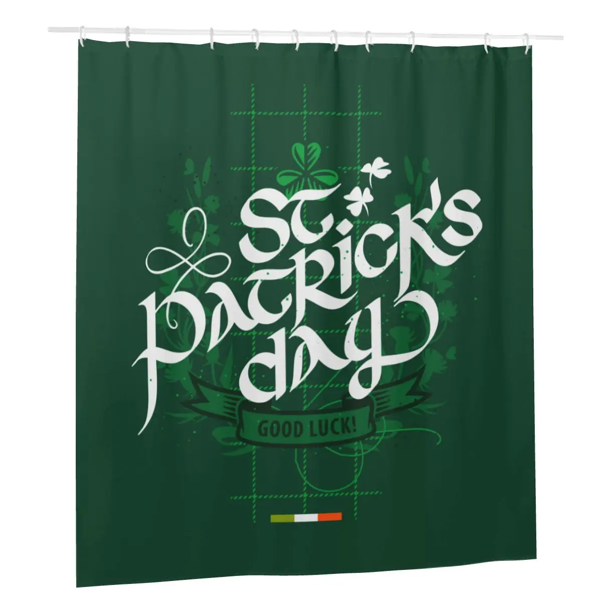 

St Patrick's Day Shower Curtains Irish Green Lucky Grass Shamrock Bath Polyester Waterproof Frabic Curtains with Hooks