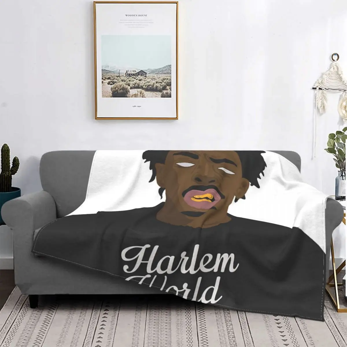 

Harlem World-colcha a cuadros para cama, manta de picicnic de muselina, de lino y algodón