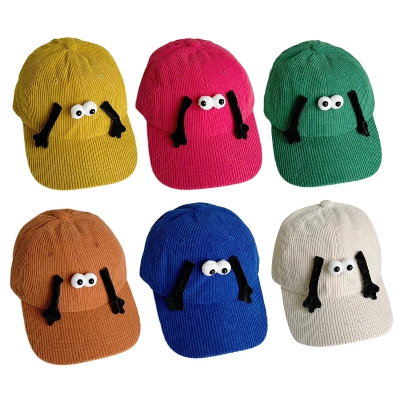 

Cartoon Hand by Hand Corduroy Baseball Caps Autumn Winter Warm Hat Gift for Kids