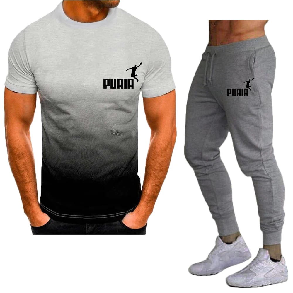 Summer Tracksuit Sets 2023 Casual Sport Suit T-shirt Tracksuit 2 Piece Set Sportswear Breathable O-neck Street Clothing Sets