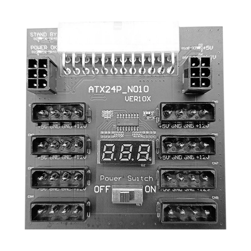 

Плата преобразования мощности ATX24Pin с дисплеем напряжения преобразует 2 6Pin 8 4P интерфейса для питания графической карты