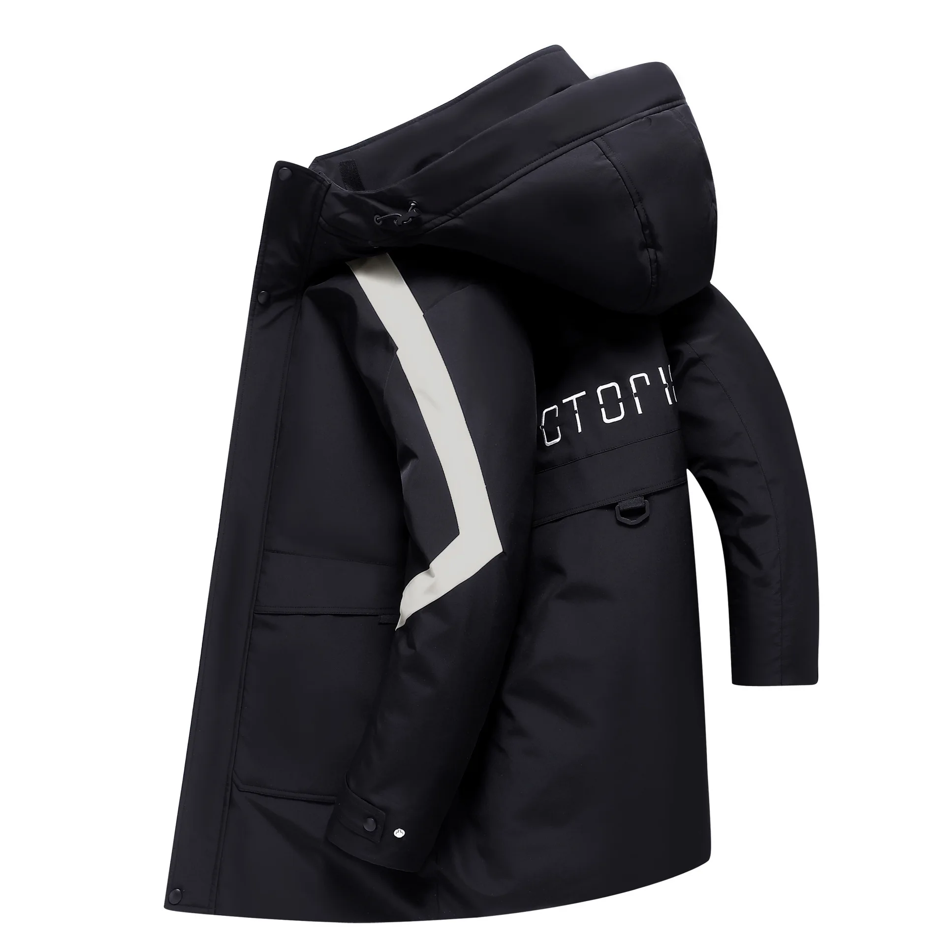 New Korean Men's Down Jacket Men's Mid-length Slim Stitching Hooded Trendy Brand Thick Winter Jacket Student Trend