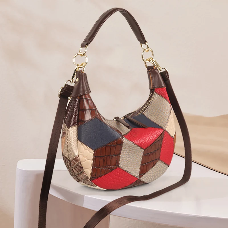 

Top-handle Handbag For Women Genuine Leather Luxury Retro Brand Design Ladies Messenger/Crossbody Purse OL Style Female Totes