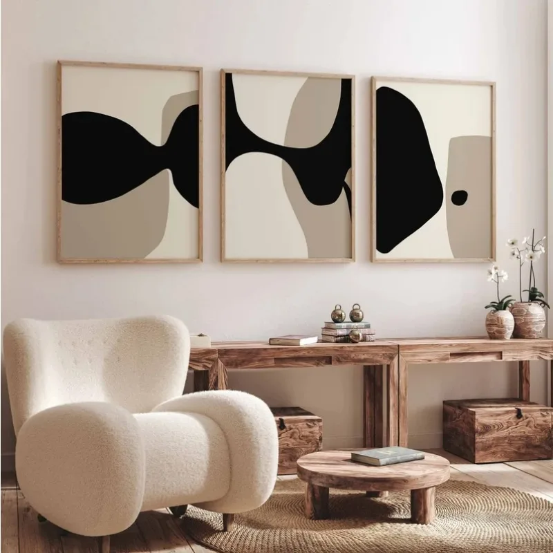 Современная Минималистичная нейтральная галерея Настенная картина черного и