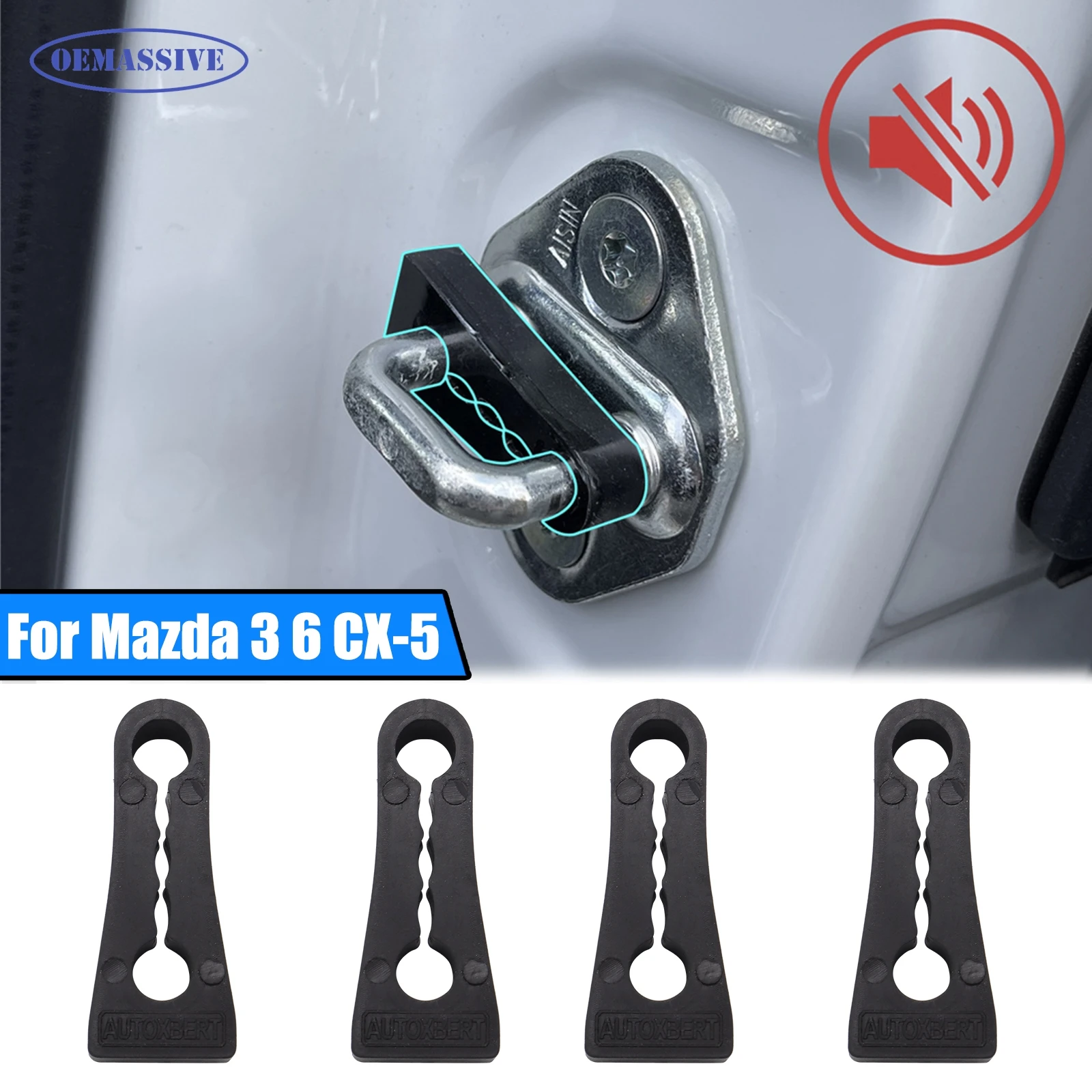 

Звуковой демпфер, буфер дверного замка для Mazda 3 6 CX-5 2013-2024, погремушка STOP, звукоизоляционные винты, дверной стопор, глухокий зазор, уплотнитель