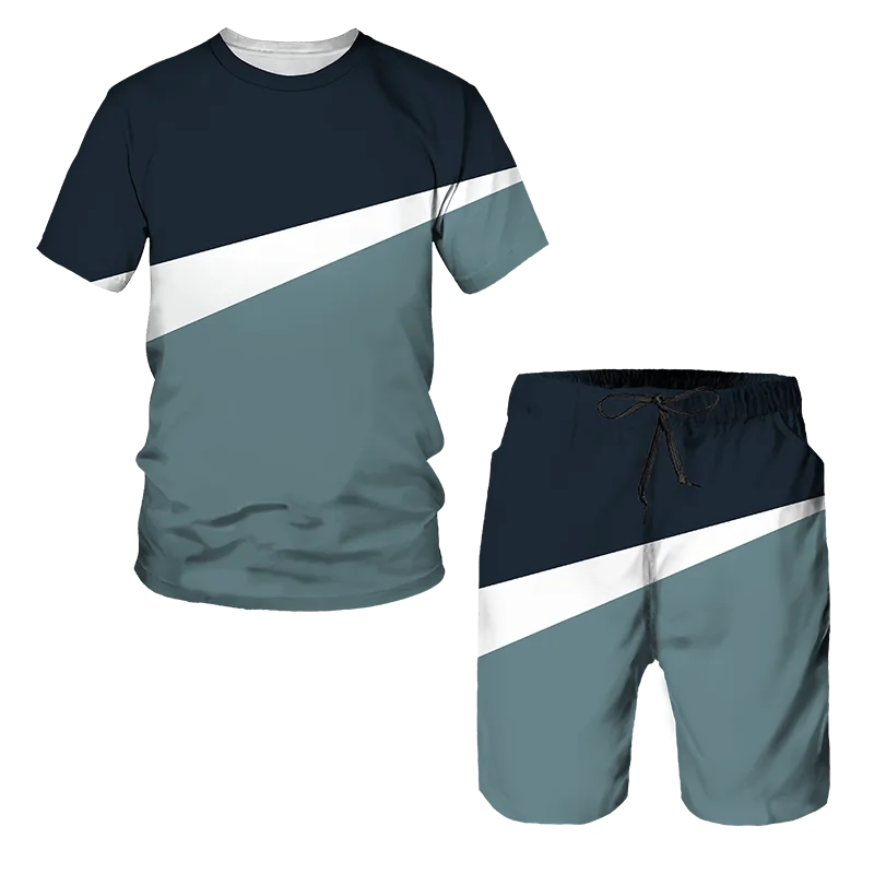 3D Printing Casual Fashion 2 Piece Sports Suit 2022 Summer Plus Size O Neck Men's T-Shirt Shorts Set Homme Tracksuit Set