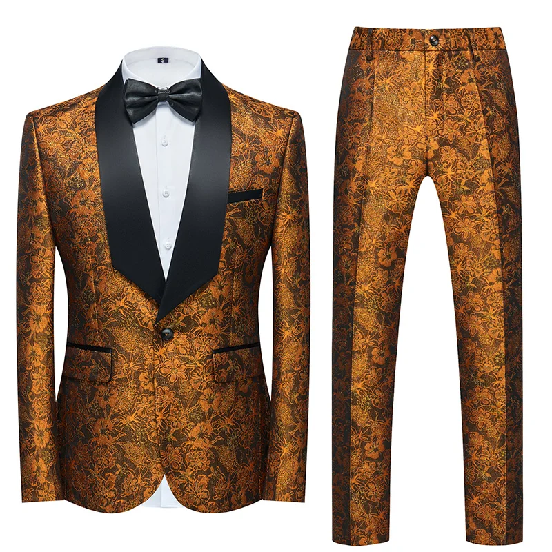 

Plyesxale 2 Pieces Mens Floral Suit Classic Big Size Prom Suits For Men Costume Mariage Homme Luxe Wedding Evening Dress Q1037