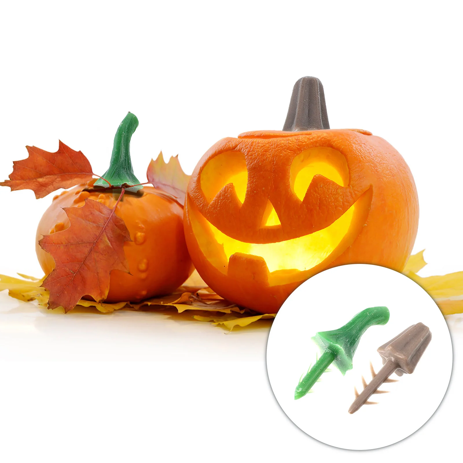 Plastic Pumpkin Handle Heads DIY Making Tool Halloween Handles Fake Stem Artificial