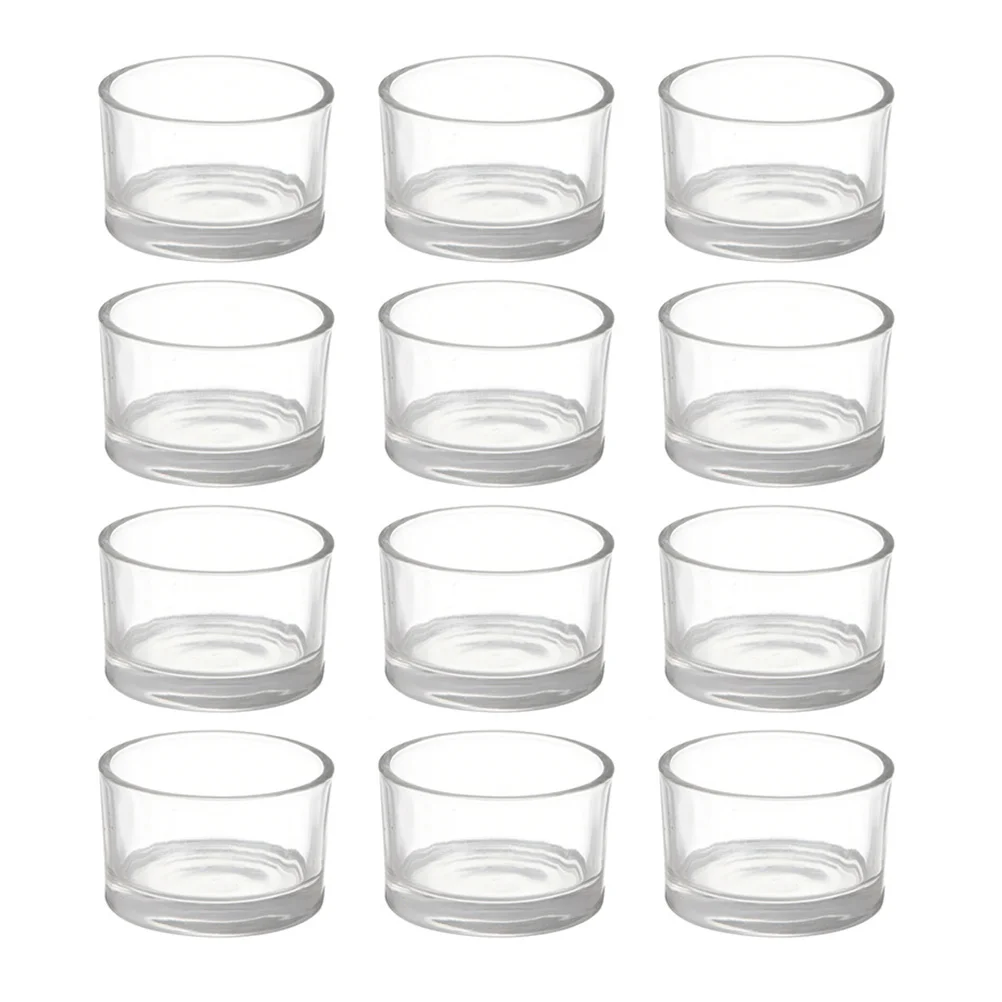 

12pcs Cups Glass Oil Lamp Holder Glass Tealight Cup Glass Tea Cups Glass Tea Holder Glass Jar