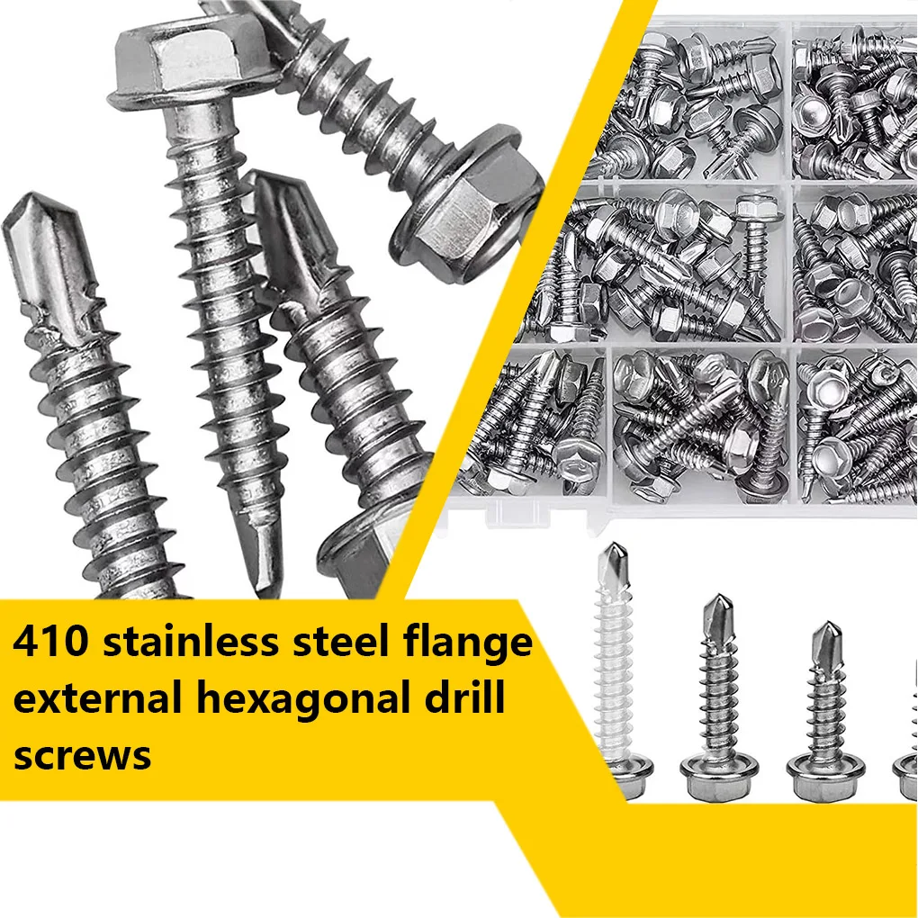 

200 Pieces Set Stainless Steel Screw Detachable Self-Drilling Screws