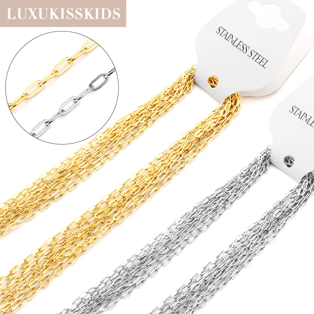 

LUXUKISSKIDS Sweater Chains Long Link Chains Wholesale Gold Steel Color Stainless Steel 316L Chains Necklace 2022 New Collier