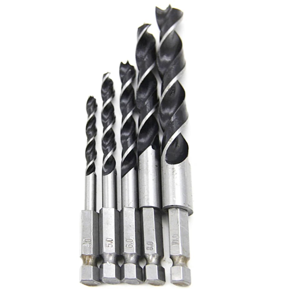 New  Quick Change  4-10mm hexagonal Handle Three Pointed Woodworking Drill Bit Set Reaming Hole Power Tool Parts