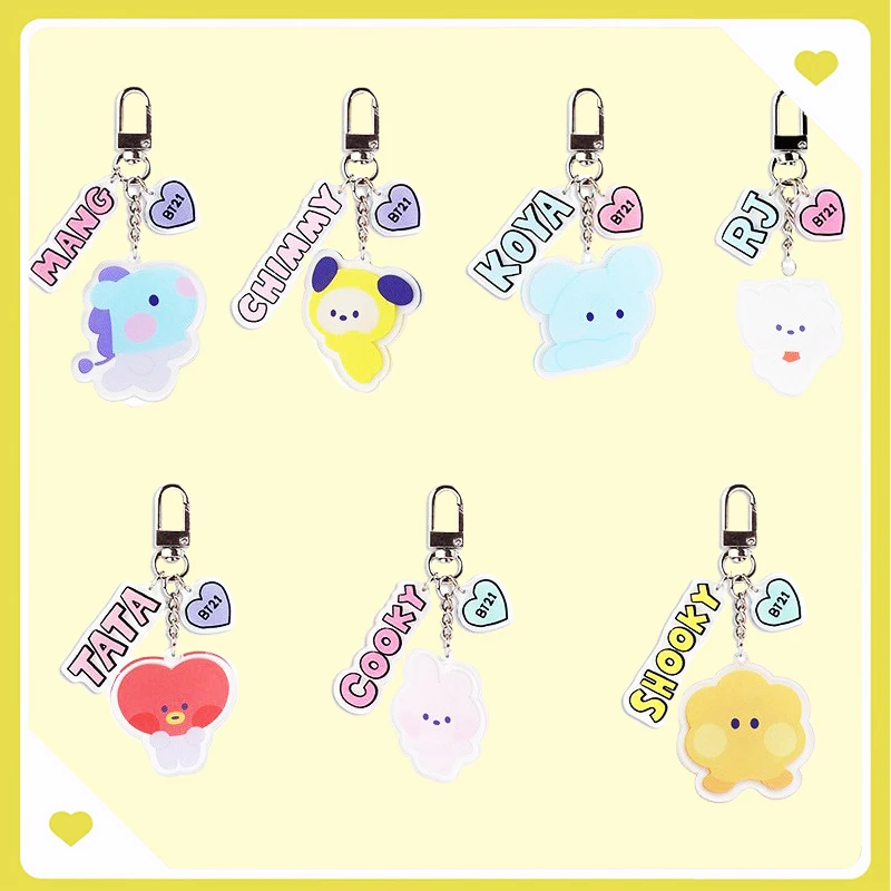 

Bt21 Pendants Kawaii Key Chain Buckle Anime RJ TATA CHIMMY KOYA COOKY Cute Kpop Stars BTS Periphery Fans Gifts Lovely Girls Toys