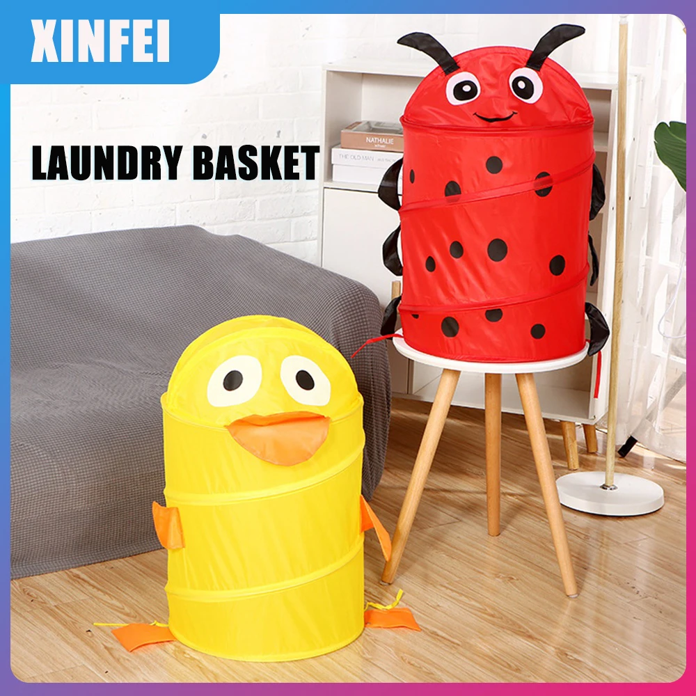 

New Cute Laundry Basket Foldable Children's Toy Organizer Large Capacity Storage Bag Home Dirty Clothes Storage Basket For Kids