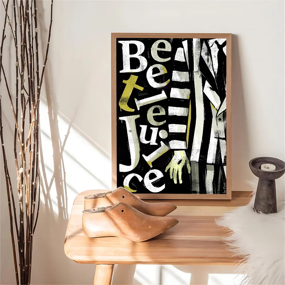 Movie B-Beetlejuice Horror Whitepaper Poster Waterproof Paper Sticker Coffee House Bar Aesthetic Art Wall Painting
