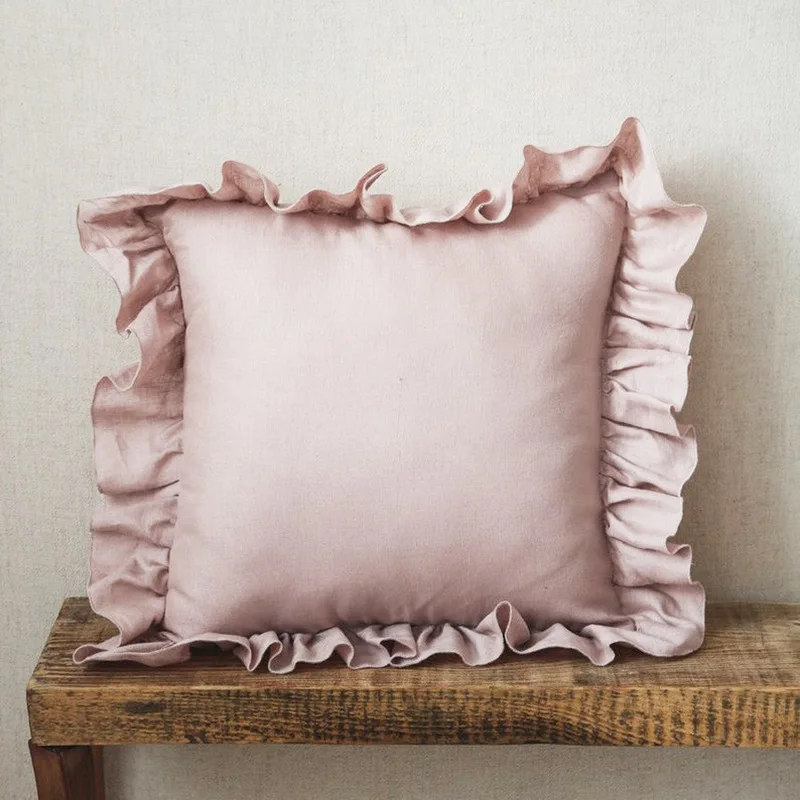 

Linen Ruffle Pillowcases,Soft and Comfortable Cushion Cover,Home Decor Sofa Pillows Cover, Living Room Couch Ornament