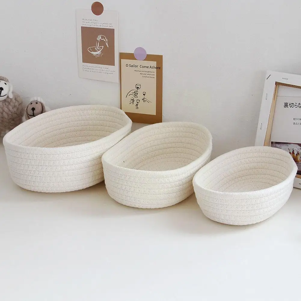 

Nordic Cotton Rope Storage Baskets Woven Desktop Sundries Kids Organizer Storage Sundries Cosmetics Desktop Toys C7k9