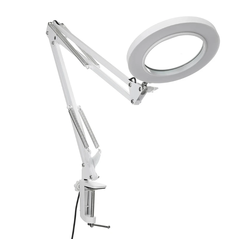 

LED Dimmable Magnifying Lamp with Clamp 5X Magnifying Glass with LightAdjustable Metal Swivel Arm Magnifier 3 Color Mode