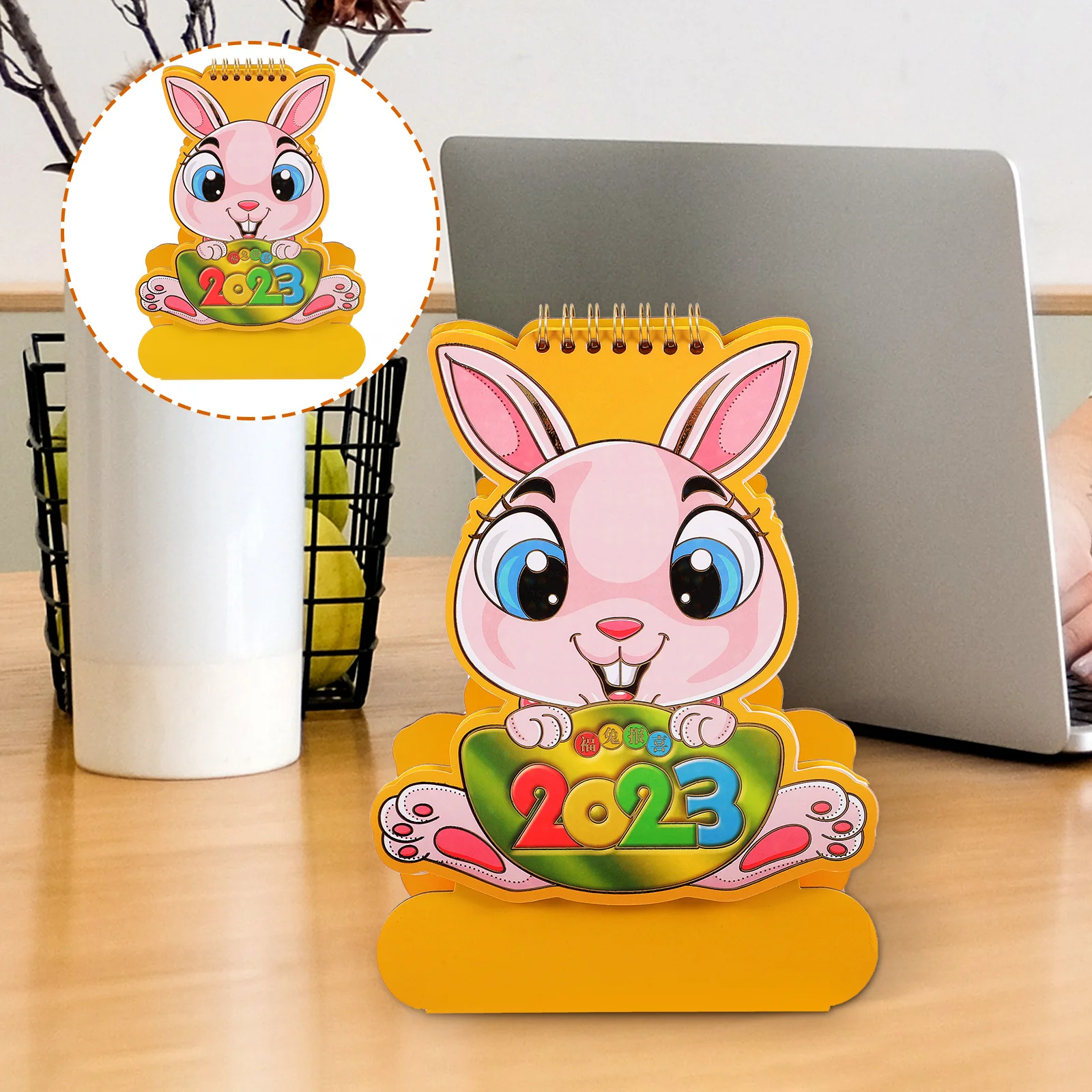 

Calendar Year Chinese Standing Rabbit Planner Monthly Flipped Desktabletop New Gift Desktop Decor Style Home Month