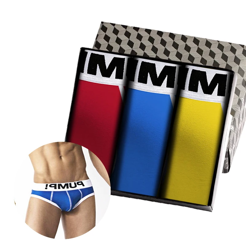 

3Pcs Gay Sexy Men's Panties Briefs Men Underpants Cotton Comfortable Jockstrap Underwear Man Brief Masculina Innerwear Popular