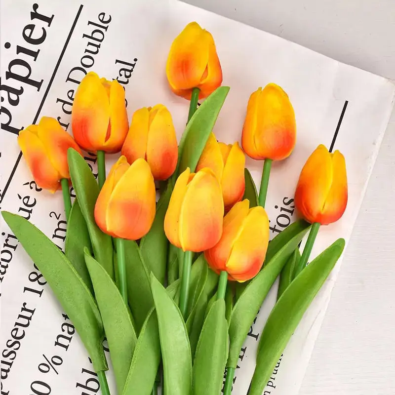 

34cm Artificial Tulips Flowers Fake Faux PU Bouquet Real Touch Flower Arrangement,Home Party Wedding Decoration Mothers Gift