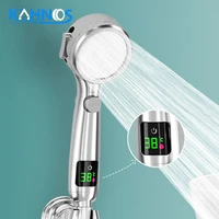 new digital led display shower head 4mode adjustable for bathroom round shower head high pressure abs plastic nozzle for faucet